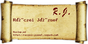 Réczei József névjegykártya